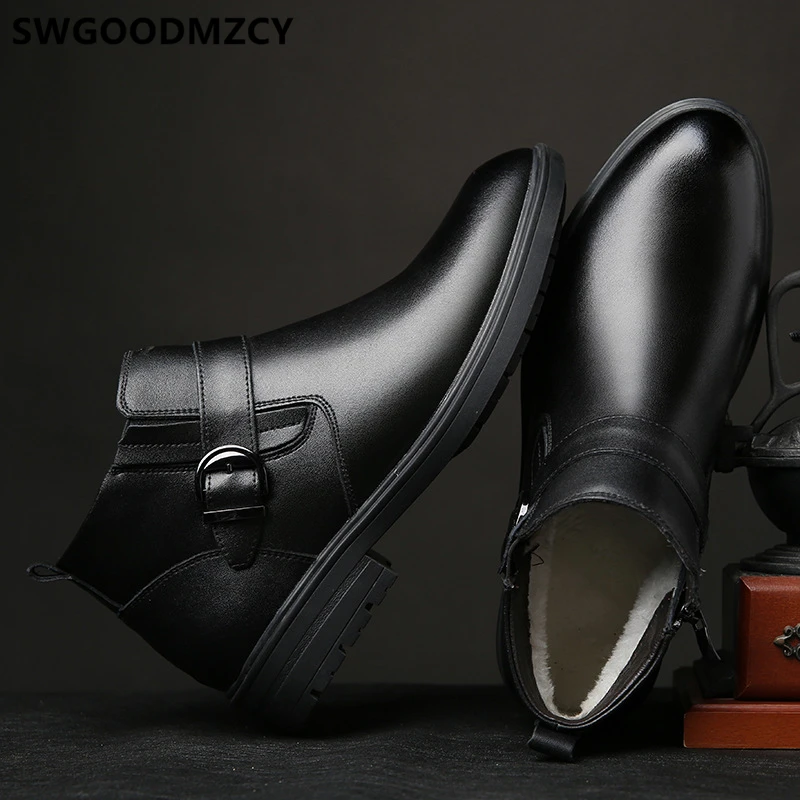 Высокие ботинки Мужские Кожаные Мужская обувь зимняя зимние сапоги Bottines Homme Botas De