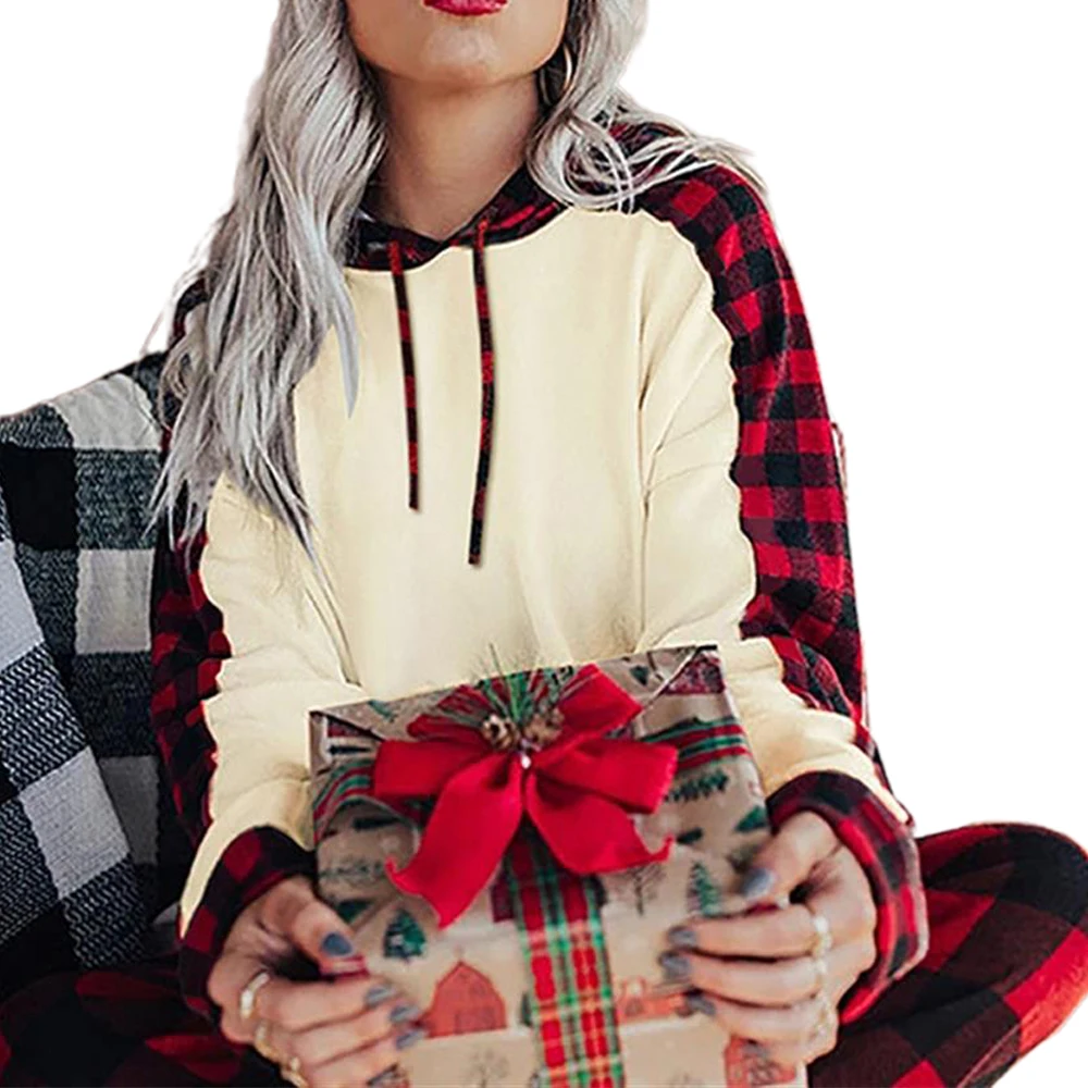 

Женская толстовка с капюшоном в клетку, рубашка, топ + брюки в клетку, осенне-зимний Повседневный Спортивный костюм с длинным рукавом, повсед...