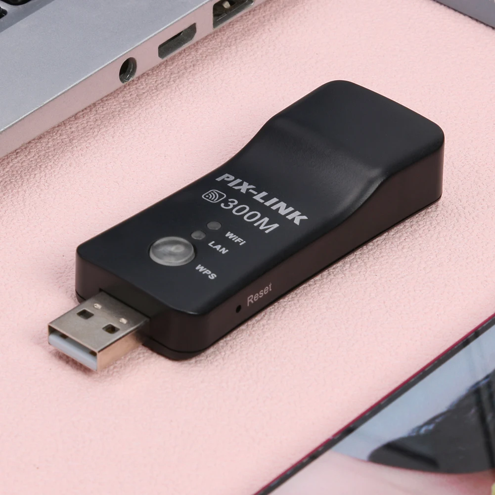 Универсальный Mini USB TV WiFi Dongle адаптер 2 4 ГГц 300 Мбит / с беспроводной приемник RJ45 WPS