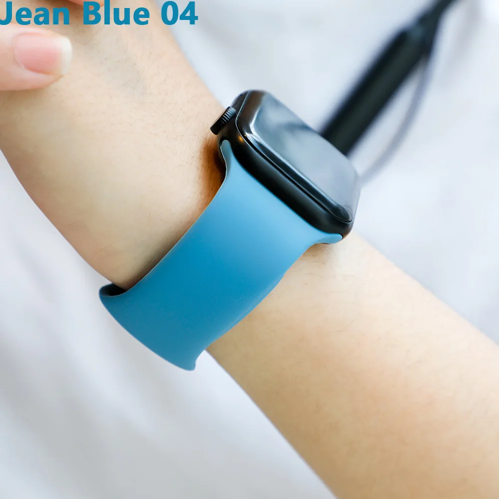 Ремешок для apple watch, ремешок для apple watch 5, 4, 3, iwatch, ремешок 42 мм, 44 мм, 38 мм, 40 мм, браслет Correa, силиконовый ремешок для часов, ремень, аксессуары - Цвет ремешка: Jean Blue 04