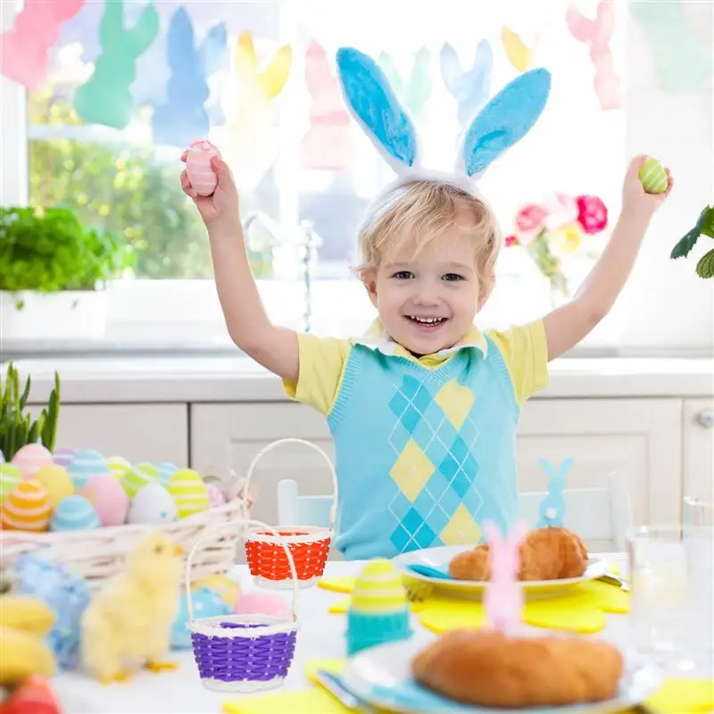 

7 Pcs Plastic Easter Party Candy Egg Storage Baskets Food Baskets Lovely Craft Baskets Party Decor Accessories