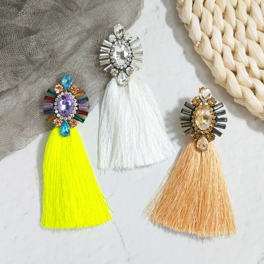 Europe and America bohemian rattan handmade tassel geometry long earrings ladies jewelry wild ear wholesale | Тематическая одежда