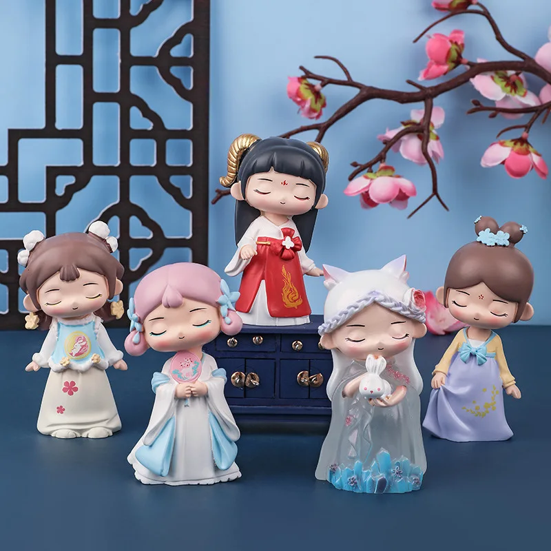 

Старинная девушка, оригинальные игрушки, серия в китайском стиле, таинственная коробка, декор для стола, подарок, стиль случайный