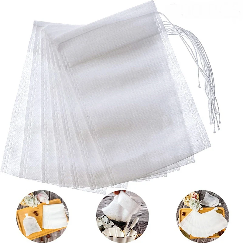 

300 Pcs Tea Bag Coffee Filter Bag Disposable Tea Filter Bags Empty Cotton Drawstring Seal Filter Bags for for Loose Leaf Tea and