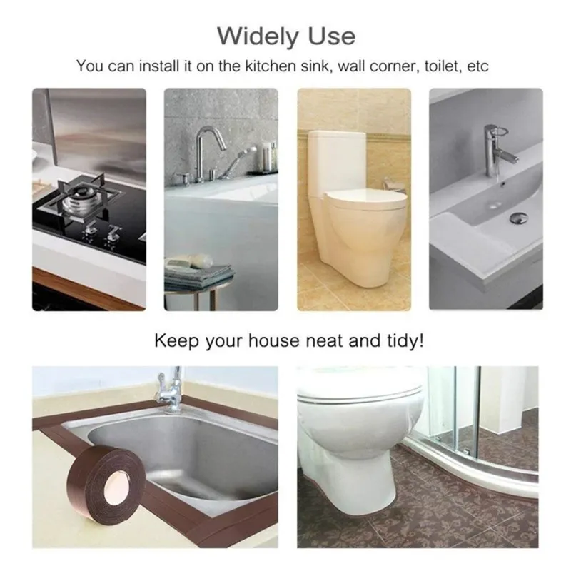 

1PC New Bathroom Shower Sink Bath Sealing Strip Tape Bathroom Kitchen White PVC Self Adhesive Waterproof Wall Sticker