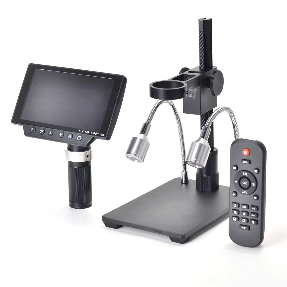 UK plug HY-1070 цифровой 150X промышленности USB Wi-Fi микроскоп Камера 16MP 4K 1080P 60FPS с 5 дюймов Экран C-mount объектив 1/2 образования легкой пены. 3 Датчик изображения - Цвет: UK plug
