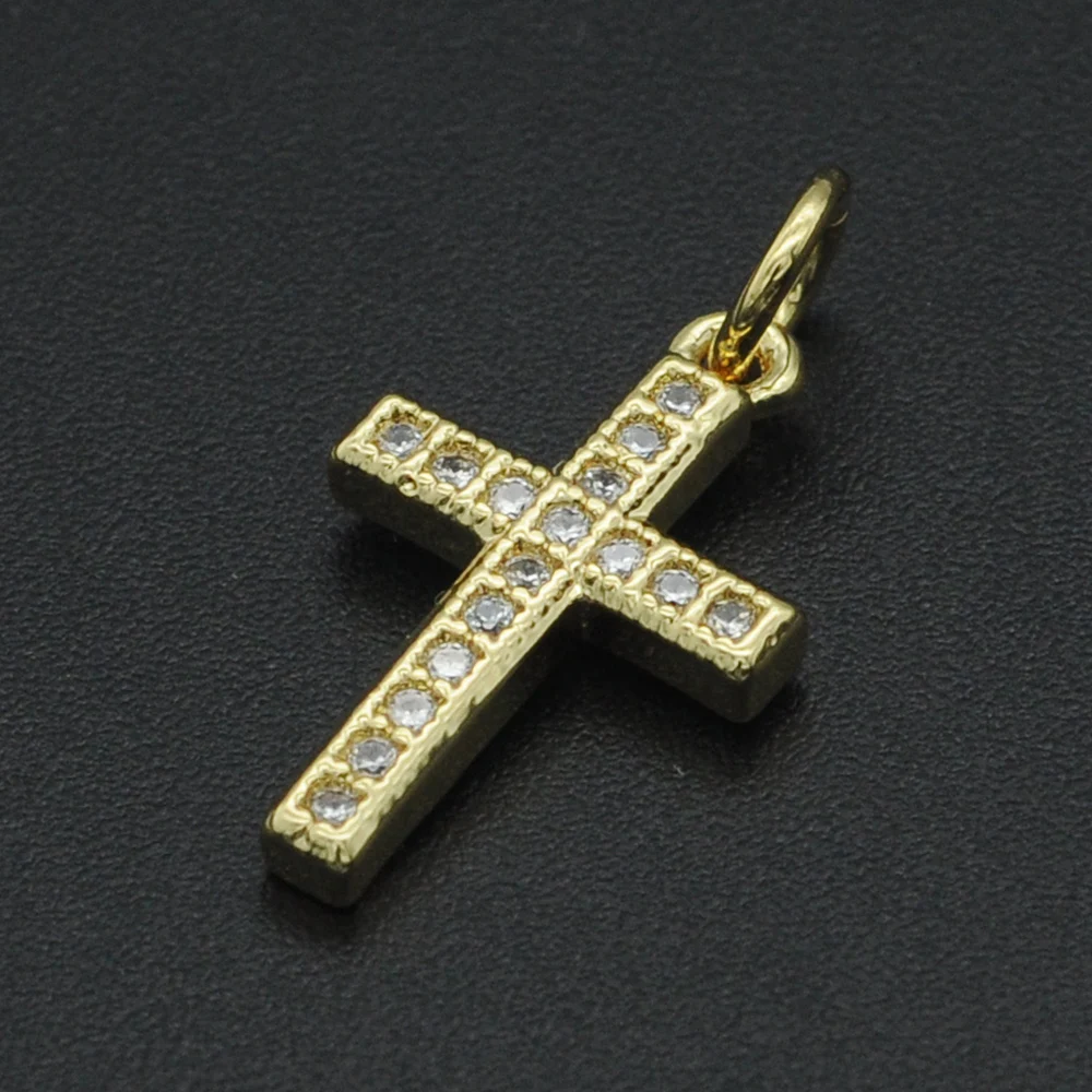 

20x10mm 100% CZ Zircon DIY Jewelry Jesus Cross Religious Charm Pendant Wholesale Jewellery Accessories Top Quality