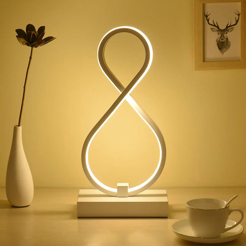 

Modern Desk Lamp Minimalist Bedroom Bedside Led Study Bar Table Lighting Fixture Reading Counter Creative Art Decoration Lights