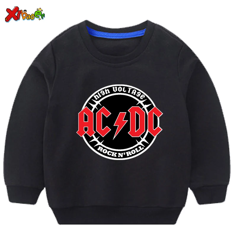Свитера для маленьких мальчиков; Осенняя модная детская толстовка ACDC; белый Хлопковый пуловер для маленьких девочек; милый детский топ с длинными рукавами