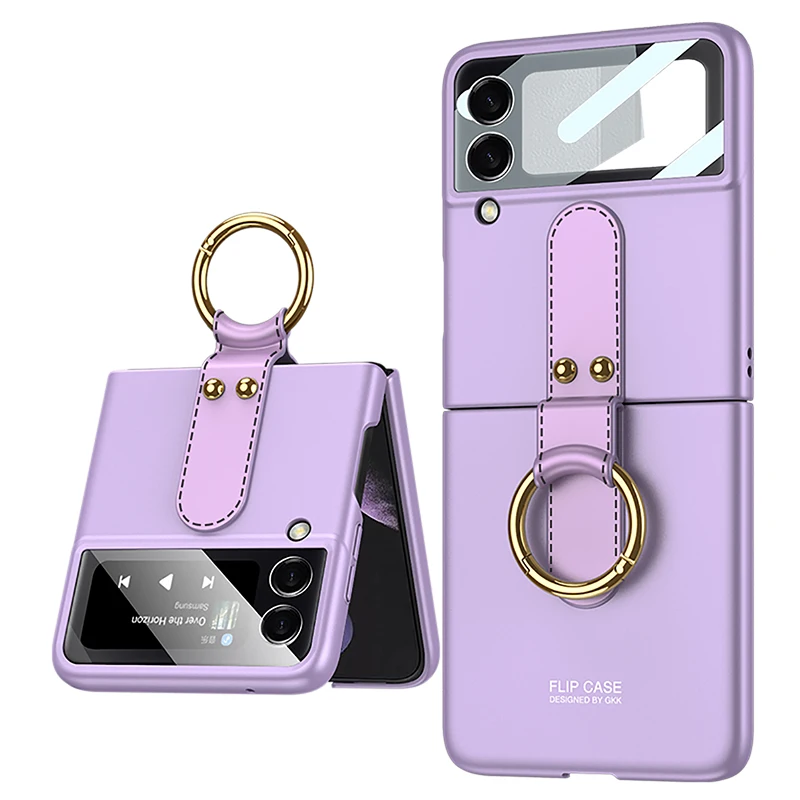 

Роскошный чехол для телефона Sumsung Galaxy Z Flip 3, тонкий матовый жесткий складной чехол из поликарбоната с кольцом-держателем для Galaxy ZFlip 3 z Flip 3