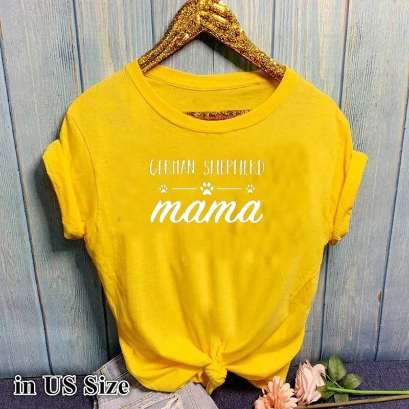 

GERMAN SHEPHERD Mama Letter Print T Shirt Women Short Sleeve O Neck Loose Tshirt 2020 Summer Women Tee Shirt Tops
