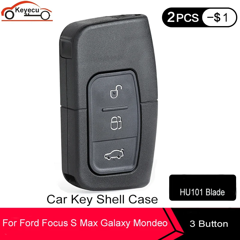 KEYECU умный дистанционный автомобильный чехол для ключей Fob 3 кнопки Ford Focus Mondeo Galaxy