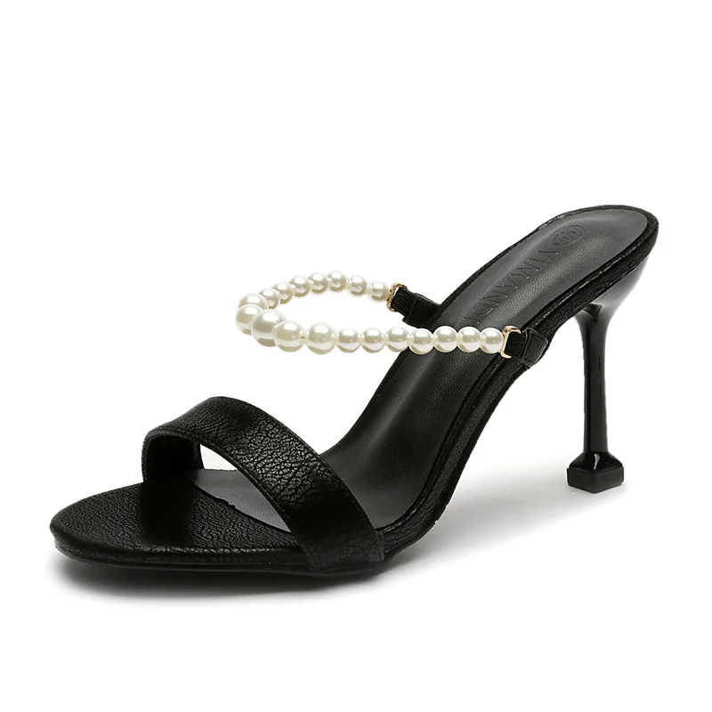 

Thin Heels High-Heeled Shoes Lady Low Rubber Flip Flops Big Size String Bead Ladies' Slippers Slipers Women Hawaiian 2021 PU Sli