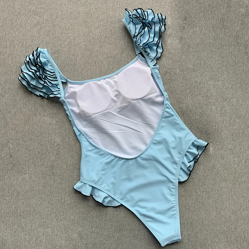 Женский купальник с оборками однотонное бикини пуш ап черный розовый слитный