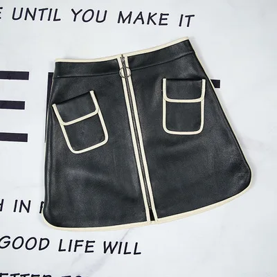 

2020 Women Spring Genuine Real Sheep Leather Skirt E51