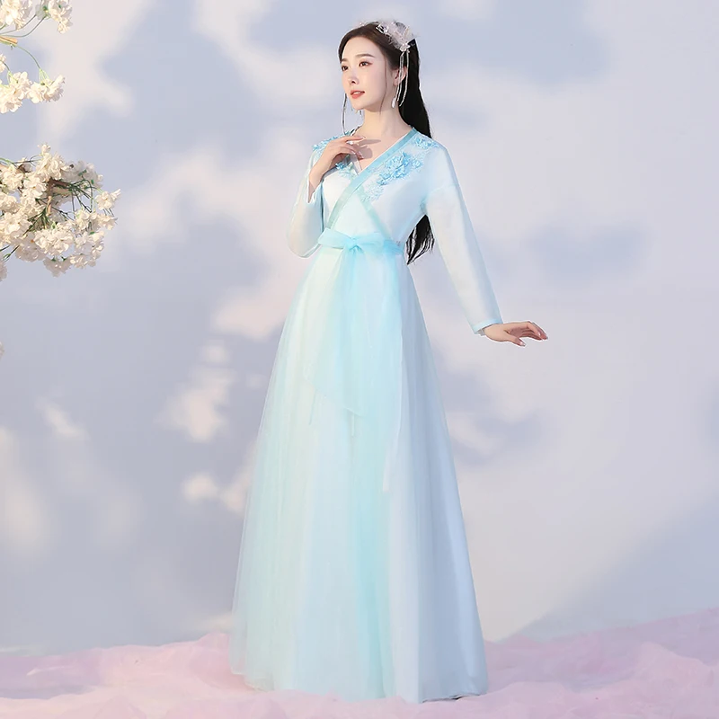 Китайский традиционный костюм восточных танцев платье Hanfu женские классические