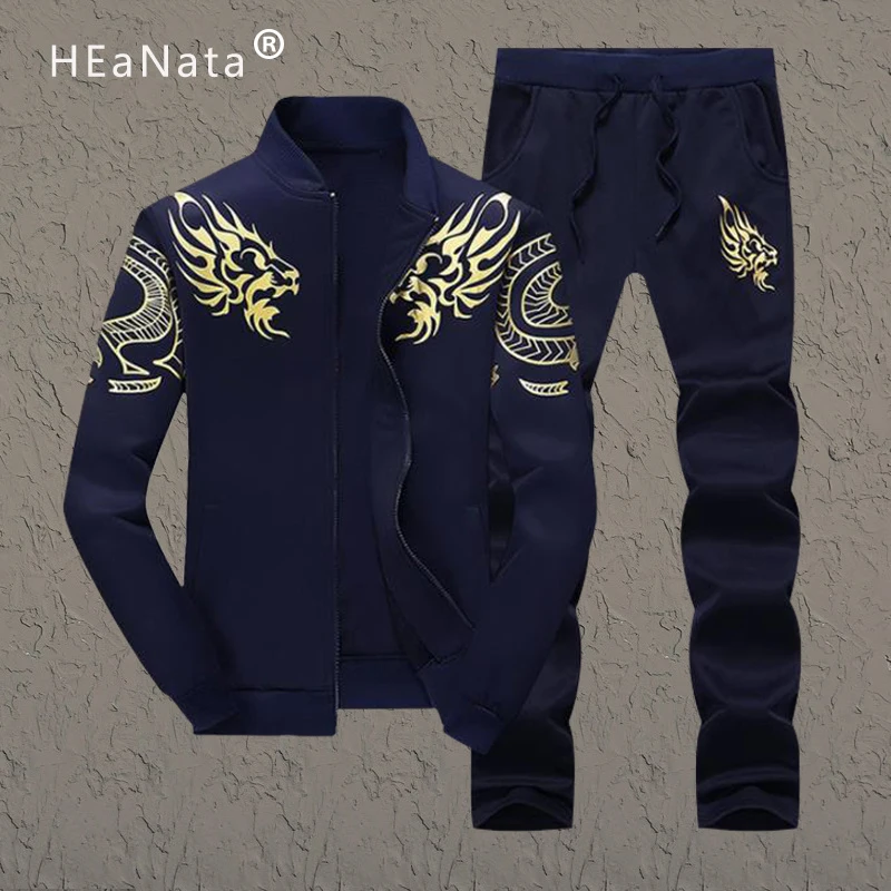 Спортивная одежда модный мужской комплект спортивный плотный костюм из двух