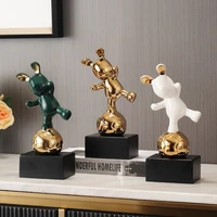 creative rabbit football soft decoration ornaments tv cabinet wine cabinet gifts desk resin charms home decore
