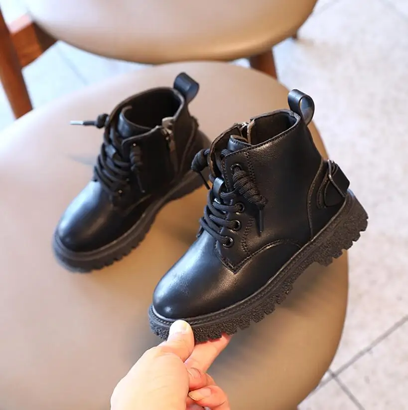 

Kids Slip-on Shoes Girl Knit Ankle Patent Leather Boots Pearl Bowknot 2021 Child School Uniform Dress Thick Bottom Shoe 26-36