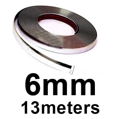 6mm 13 м серебристый автомобиль хром DIY формовочная Декоративная полоса для решетки окна бампера двери края царапин защитная крышка - Цвет: 6mm