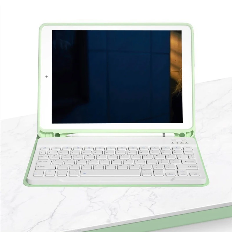 

for iPad Pro 11 2020 Wireless Keyboard Bluetooth Keyboard with Pen Slot and Candy Color Leather Cover Case