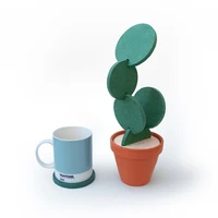 1 set combination type coaster tableware mats cactus diy nonslip heat insulation mat for drink holder coffee