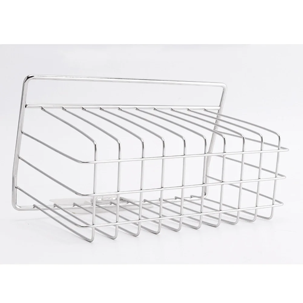

Wall Mount Bathroom Organizer Sponge Holder Practical Rustproof Buckle Design Draining Rack Sink Stainless Steel Accessories