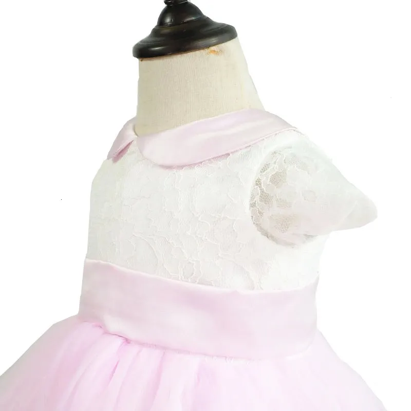 Романтическое Пышное розовое фатиновое платье для девочек, держащих букет невесты на свадьбе; бальное платье с большим бантом; платье для причастия; платье для крещения для маленьких девочек