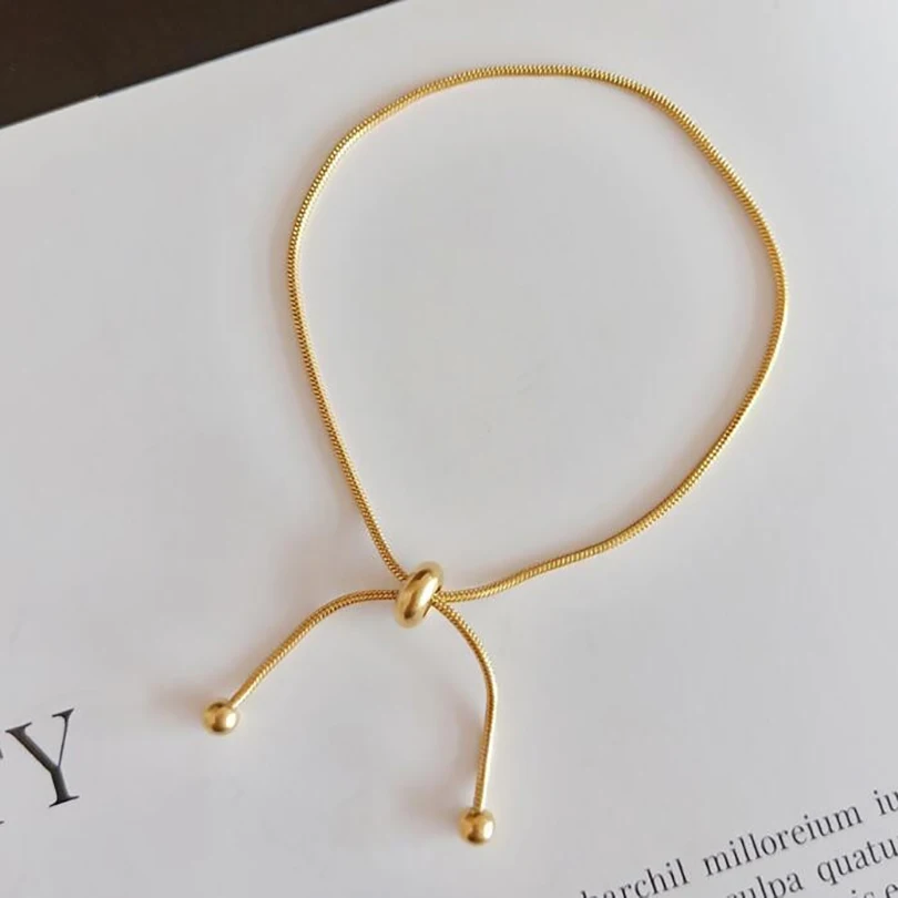 Новый Регулируемый браслет простой дизайн Золотая змея цепочка выдвижной