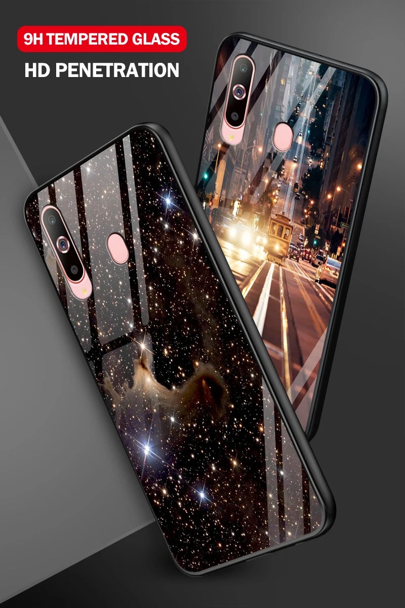 Чехол для телефона для samsung Galaxy A10 A20 A30 A40 A50 A6S A70 A8S A80 A90 закаленное Стекло крышка J4Plus M10 M20 M30 Note9 жесткий корпус