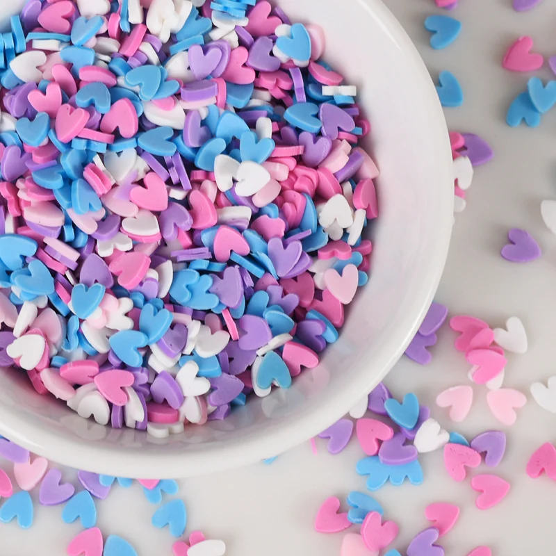 

20g/Lots 5mm Mixed Heart Clay Polymer Colorful For DIY Crafts Tiny Cute Card Making Slice Accessories For Fluffy Cloud Slime Toy