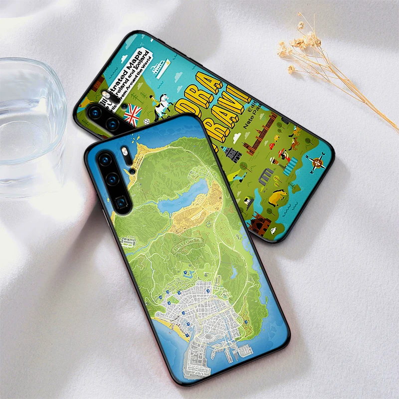 Карта мира план путешествий прозрачные черные силиконовые чехлы для huawei Y6 Y7 Y9 Prime