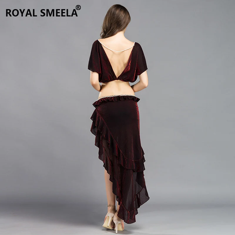 Женские блестящие Топ для танца живота и юбки сексуальные набор костюма практики