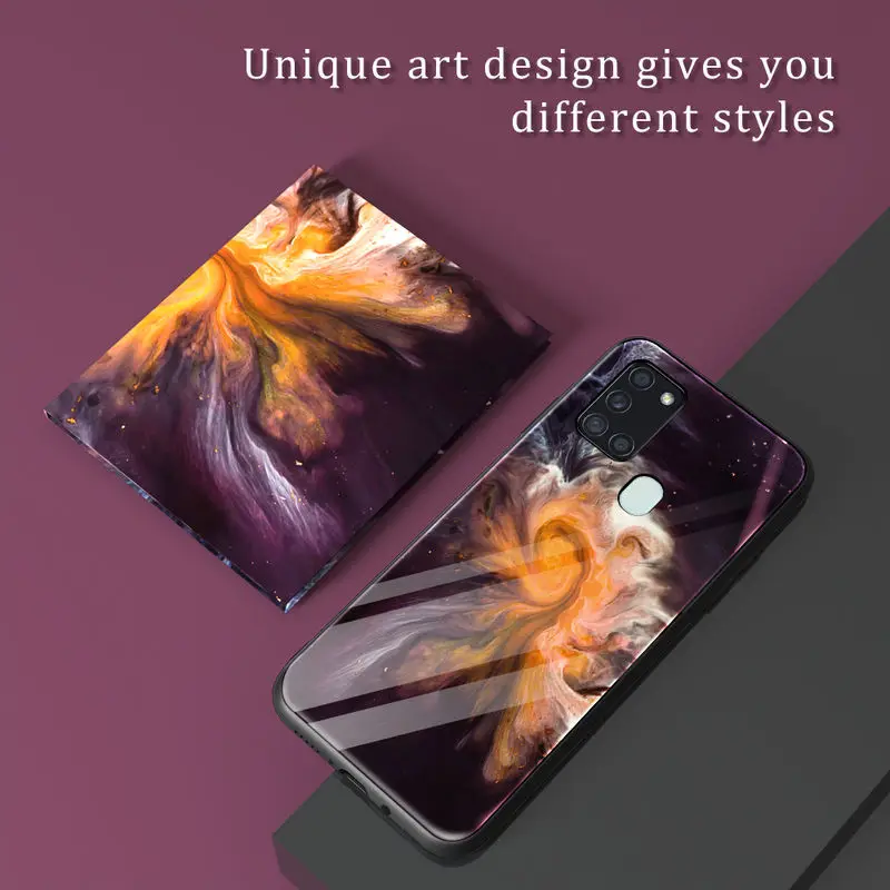 Чехол для SamSung Galaxy A21S мягкая рамка из ТПУ Модный Цветной градиентный чехол