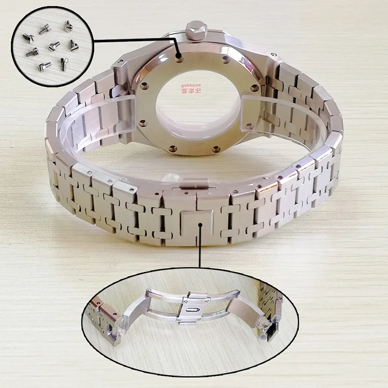 

For Royal Oak AP Case Strap Set 40mm Sapphire Glass 316 Stainless Steel Suitable for 2813/8215/2836 Movement Watch Modification