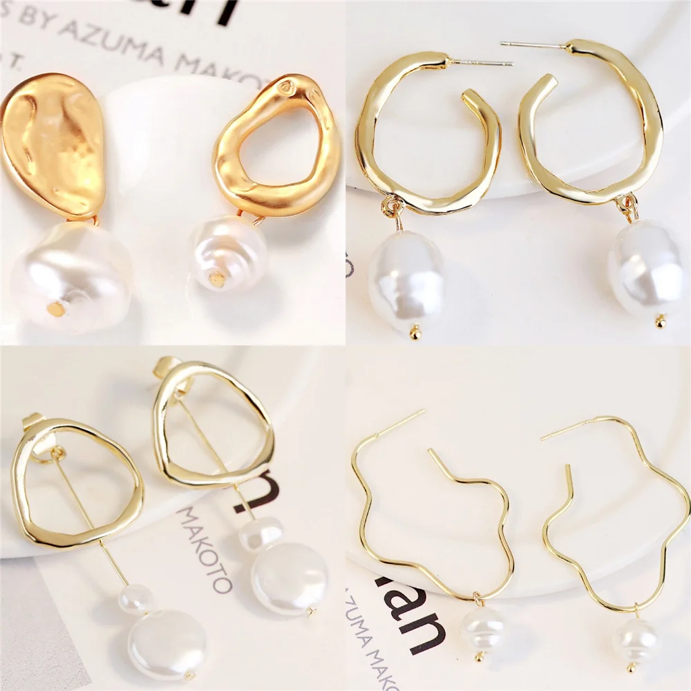 

Multiple Designs Baroque Irregular Simulated Pearl Drop Earrings For Women Geometric Metal Earrings 2021 Fashion New