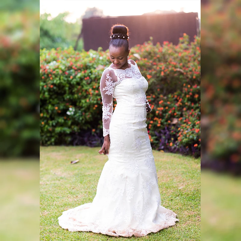 

Long sleeves mermaid wedding dress 2020 cheap price wedding dress