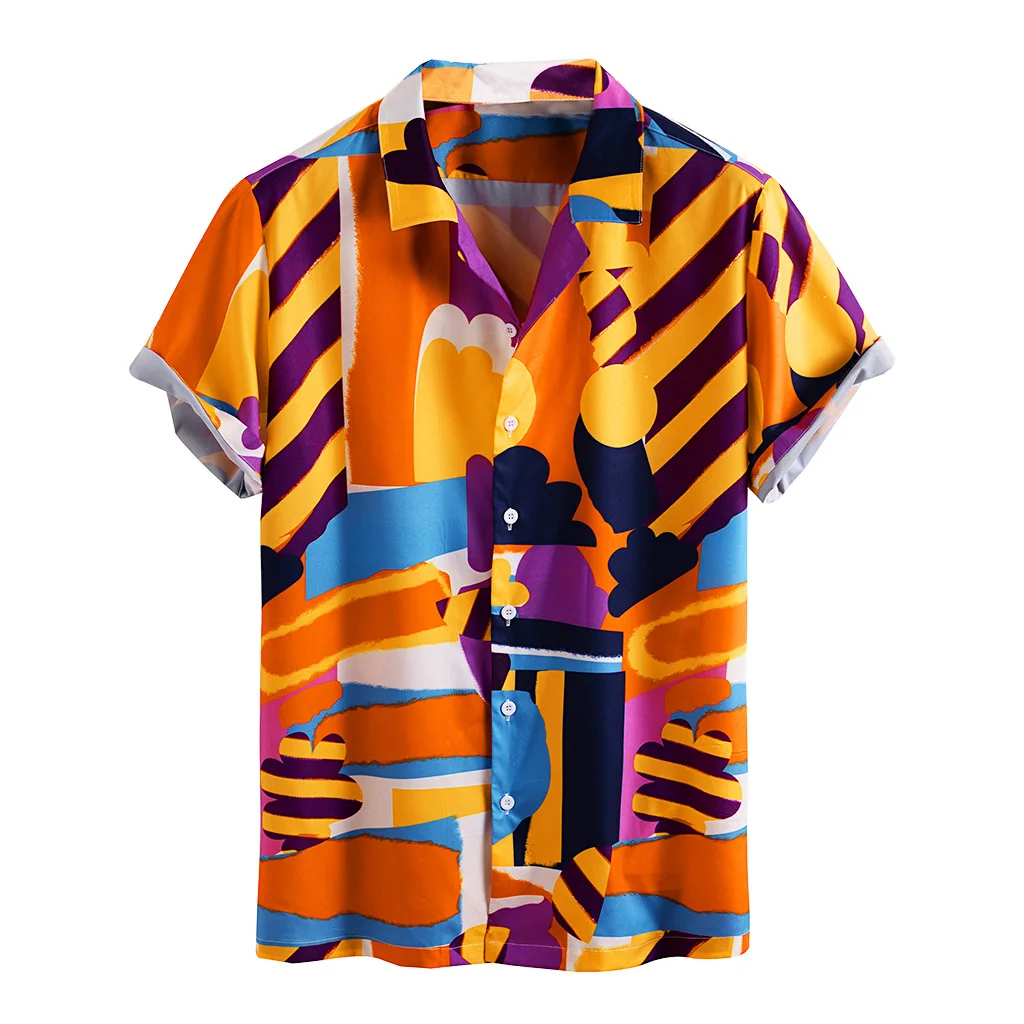 

Fashion Men Hawaiian Shirt Printing Short Sleeve Beach Vacation Summer Casual Mens Brand Shirts Chic Streetwear Blouse