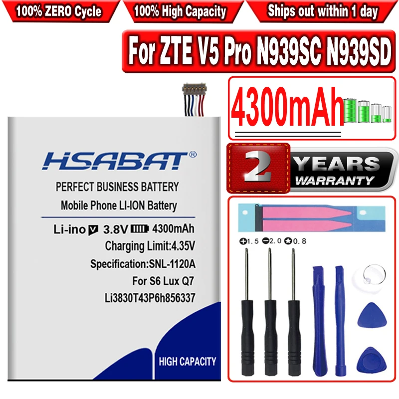 HSABAT 4300mAh Li3830T43P6h856337 для ZTE V5 Pro N939SC N939SD G719C N939St Qingyang 3 Blade S6 Lux Q7/ C|blade s6 battery|zte blade