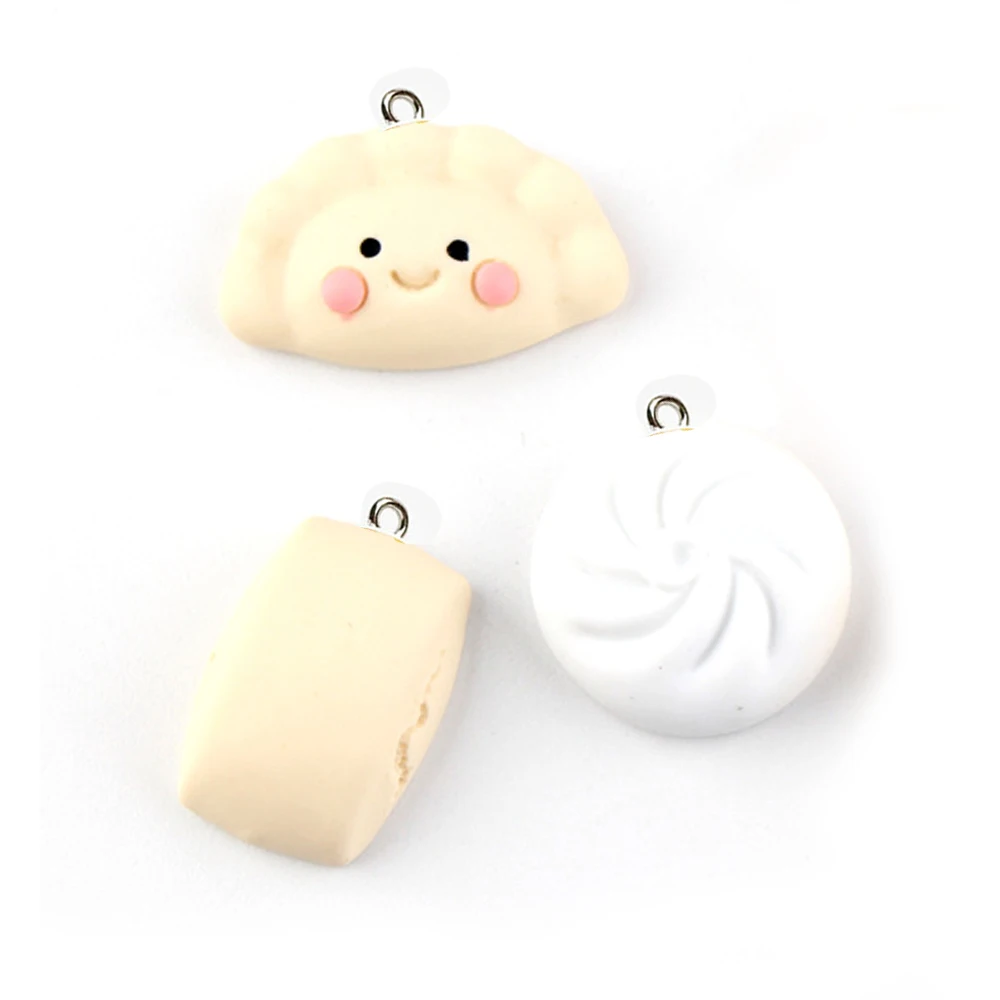 

Yamily 10pcs/Resin Chinese Foods 3D Simulation Steamed Buns Cartoon Dumplings Charm Pendants For DIY Earring Jewelry Keychains