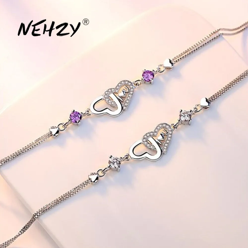 Женский браслет из серебра 925 пробы с фианитом длина 20 см|Гибкие и жесткие