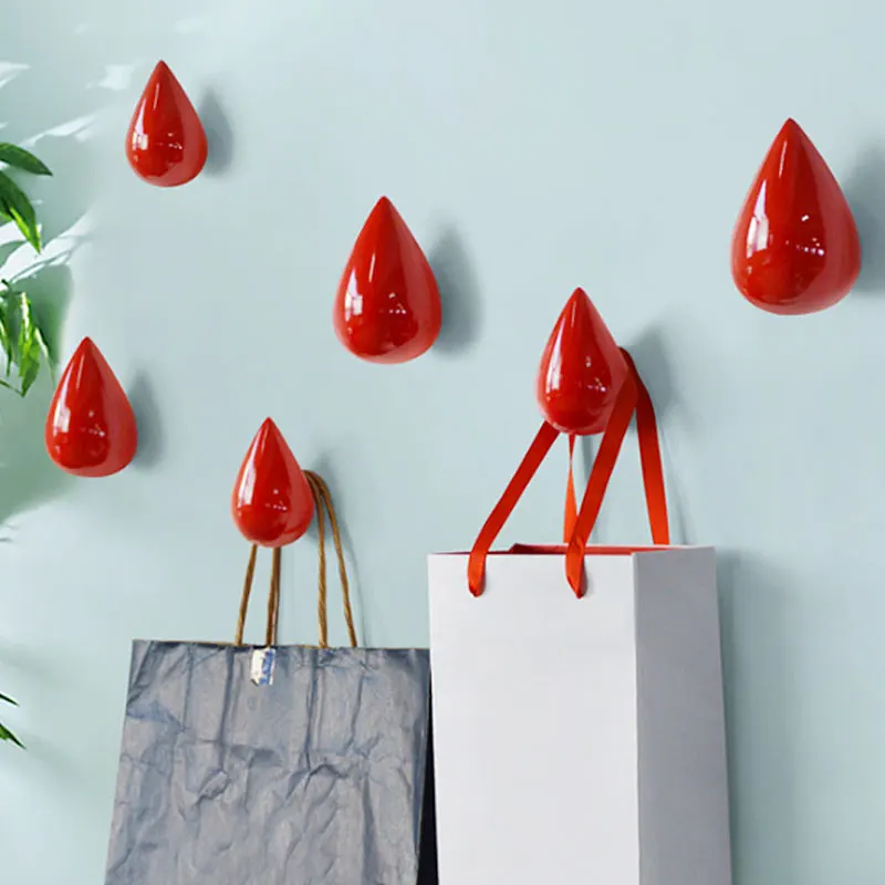 

3D Creative Wall Hooks Decorative Wall Storage Hook Resin Water Drops Coat Hooks Versatile Home Living Room Decor Organizer