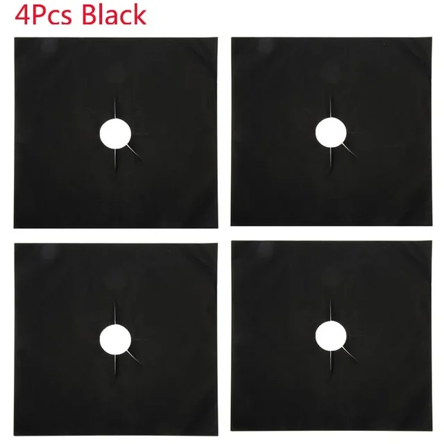 4 Pcs Black 4 шт. защитное покрытие для газовой плиты крышка вкладыш антипригарная алюминиевая фольга мыть в посудомоечной машине Защитная Фольга кухонные аксессуары - Цвет: 4 Pcs Black