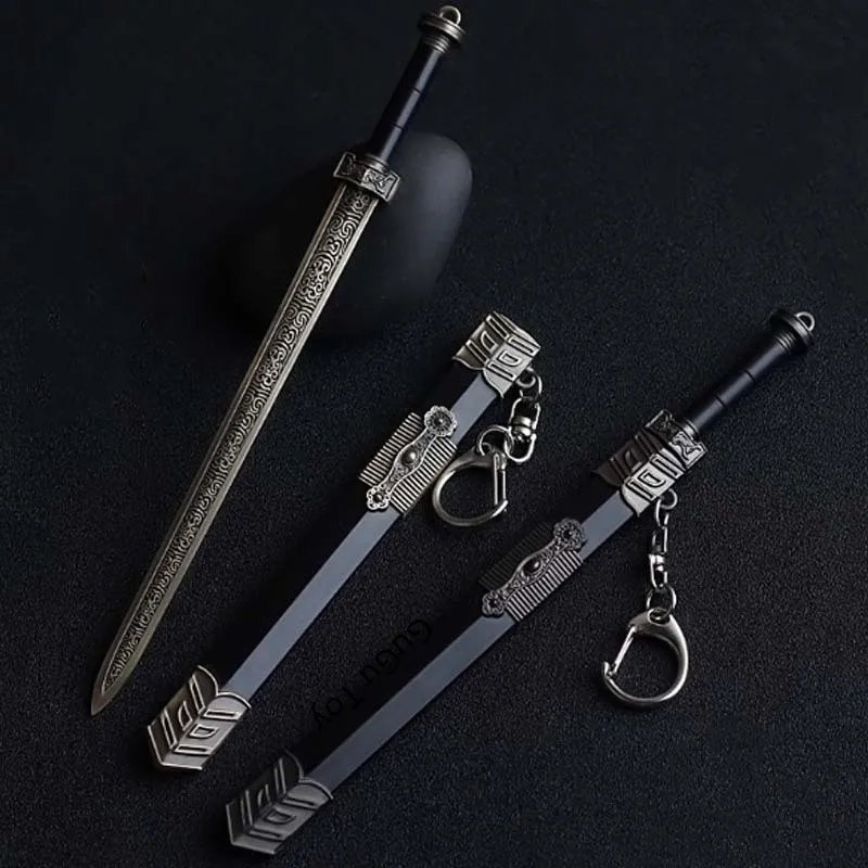 

Alloy Sword Toy 17cm Keychain Chinese Ancient Sword with Sheath Weapon Model Decoration Gift Children Toy