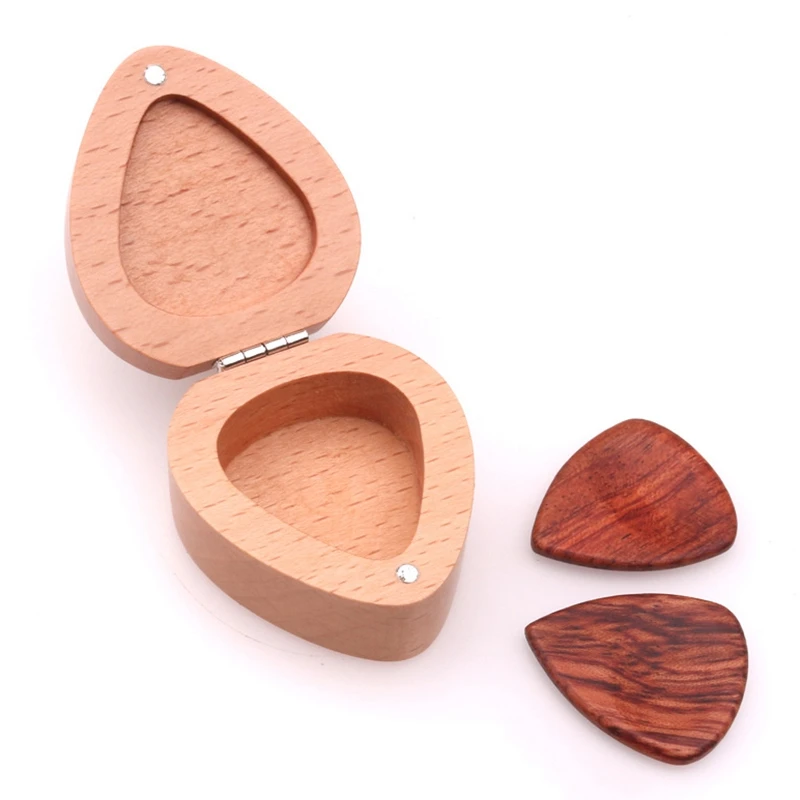 Guitar Picking Box Storage Picks Solid Wooden Hold Case Care Tool Gift Accessories | Спорт и развлечения