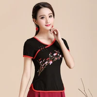 new cotton blended women clothes black pink red blue womens summer tops girls cotton tee shirts embroidered female t shirt