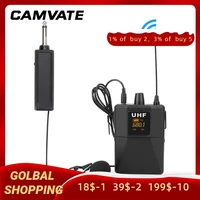 camvate uhf wireless lavalier microphone system with handheld lapel mic for slr camera camcorder smartphone youtube vlog podcast