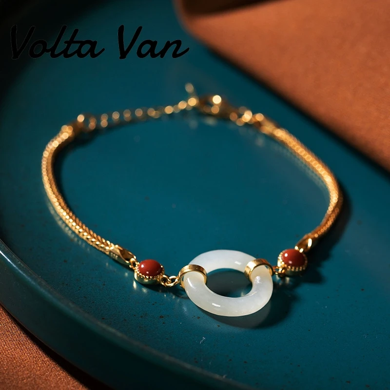 

Volta Van Women Charm Bracelets 925 Sterling Silver 2022 New Elegant Natural Jade Fine Jewelry Concise Design Silver Bracelet