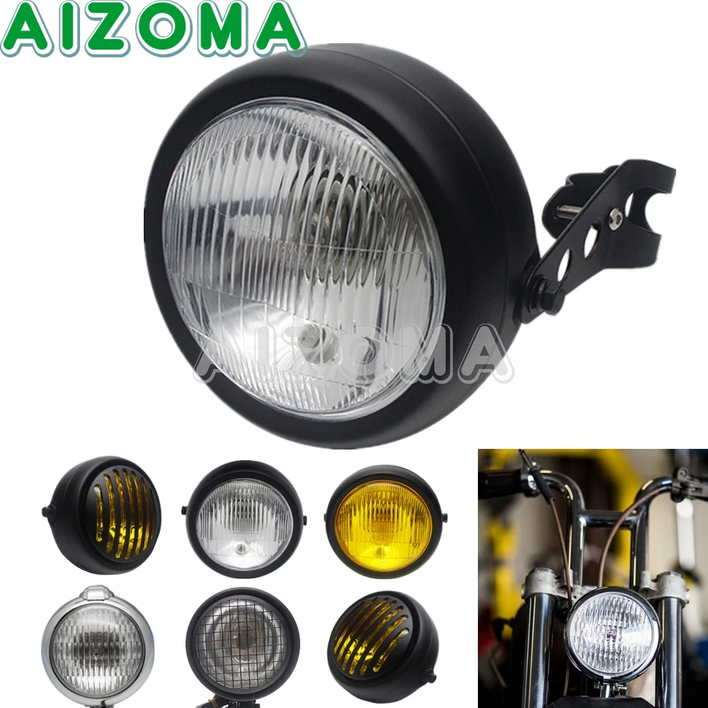 Фара мотоциклетная черная металлическая 35 Вт 12 В галогенная для Harley Yamaha Suziki CG125