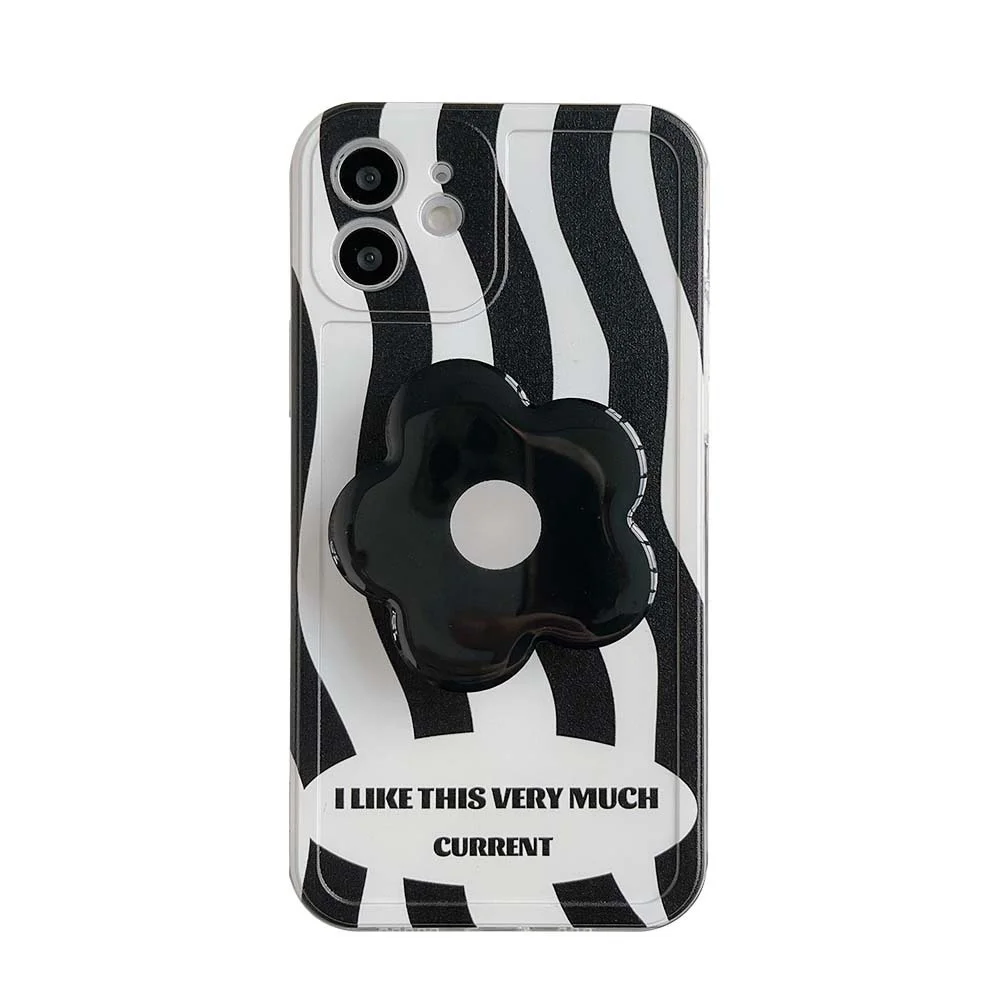 

Korean Retro Checkerboard Lattice Flower Bracket Soft Silicone Case For IPhone 13 PLus X XR XS 11 12 Pro Max Lovely Bumper Cove